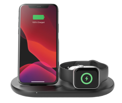 Belkin 3-in-1 Draadloze Oplader 7,5W met Standaard en Apple Watch Oplader Zwart (Nieuw geopende doos)2