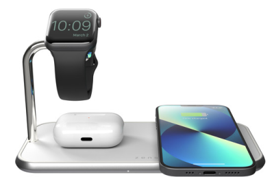 ZENS Dual & Apple Watch Aluminum Wireless Charger 10W White (Nieuw, Geopende doos.)