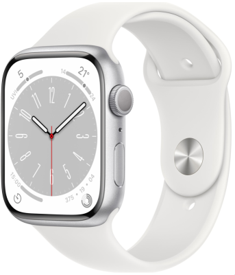 Refurbished Apple Watch serie 7 45mm. Wit aluminium met Witte sportband. Nieuwstaat.