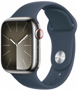 Nieuwe Apple Watch serie 9 41mm Stainless steel blauwe sportband + Cellular. Nieuw, geopende doos.