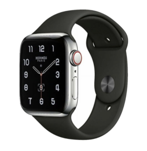 Refurbished Apple Watch serie 5 40mm. + CELLULAR. Stainless steel/zwarte sportband. Nieuwstaat.